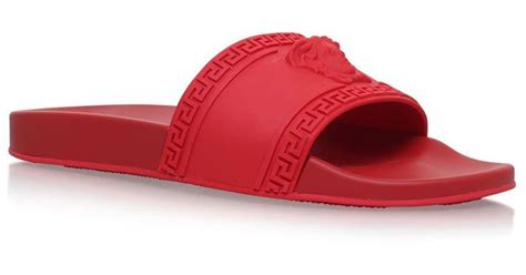 Versace Medusa Rubber Slides in Red 